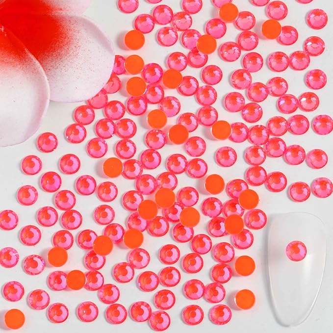Beadsland 1440pcs Flat Back Crystal Rhinestones Round Gems for Nail Art and Craft Glue Fix, Luminous Orange, SS16,3.8-4.0mm