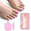 NOVO OVO Pink Square Toe Nail Tips - 240Pcs Soft Gel Press on Toenails, Solid Natural Pink Full Cover Fake Nails for Pedicure, PMMA Acrylic False Toe Nails Extension Kit (15 Sizes, Wide Fit)