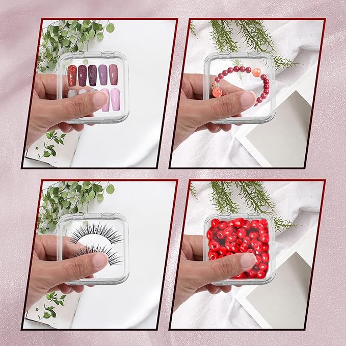 20Pcs Press On Nail Storage Box with 72Pcs Adhesive Double Sided Tape, Press on Nail Packaging Supplies False Nails Display Storage Cases Boxes Organizer for Nail Art Salon Business(Clear)