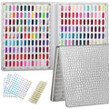 216 Colors Nail Swatches Book with 240 Nail Tips and Number Labels Leather Nail Gel Polish Display Book Nail Painting Practice Design Board No Need Pasting, No Need Glue