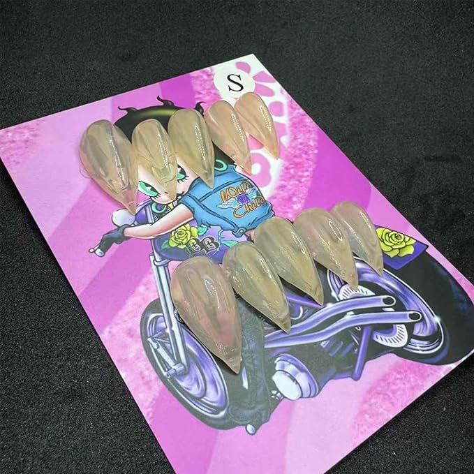 Short Press on Nails Handmade Dark 3D Art False Nails Unique Gothic Luxury Design Size S