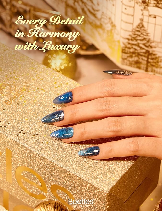 beetles Gel Polish Gilded Boutique Advent Calendar – 24 Luxury Days of Gel Nail Polish Colors, Premium Gifts Box with Cat Eye Gel, Nail Care Tools & Mini UV Lamp for Women Holiday Gifting