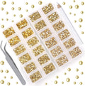 10000 Pieces Rhinestones 6 Sizes Round Crystal Glass Flat Back Rhinestones with 1Tweezers and 1Picking Pen for Nail Art Crafts Clothes Bags DIY (Jonquil)