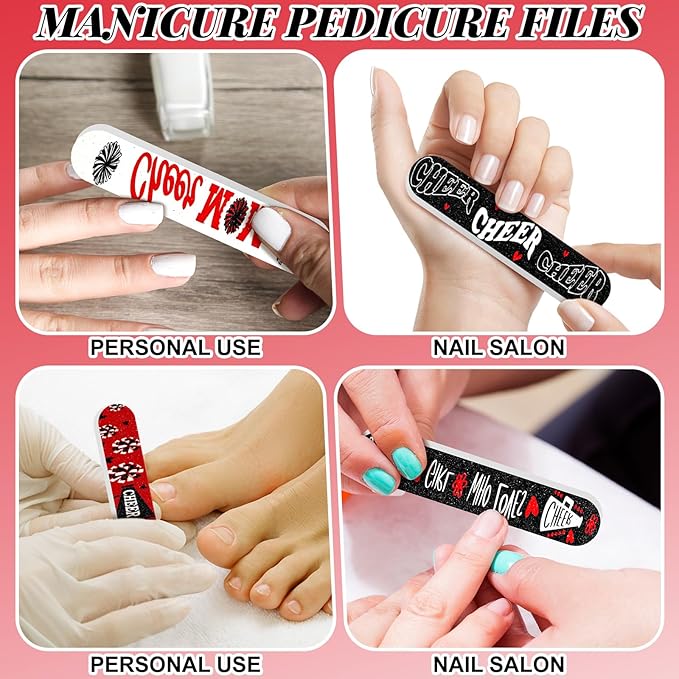50 Pack Cheerleader Gifts Bulk for Team Cheer Mini Nail Files for Women Cheerleader Emery Boards Funny Cheer Party Favors Small Spa Gifts for Women Teammates Salon Manicure Tools