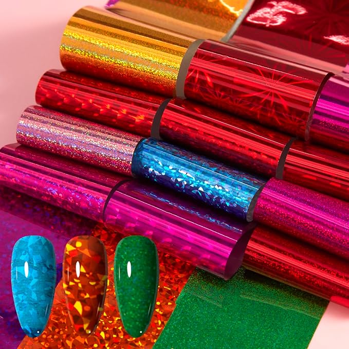 300 Sheets Nail Foils Transfer Nail Art Foil Stickers Holographic Solid Colors Aurora Gradients Nail Sheets Bright Color Transfer Sticker for Nails Decoration
