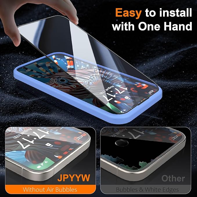 4 Pack for iPhone 15 Pro Max Screen Protector, Military-Grade Shatterproof, 9H Hardness, Full Coverage Tempered Glass for iPhone 15ProMax-6.7 inch with Install Frame