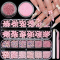 Nail Art Rhinestones Pink Bows Nail Charms Resin Clear Jelly Rhinestones Pearls Glitter Supplies Crystal Gems Mimi Diamond Accessories for Women Manicure Decorations Design