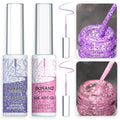 BURANO Gel Nail Polish Liner Nail Art Polish, Silver Gold Painted Gel Nail Design Polish 2 Bottle 8ml, Build in Thin Nail Brush Curing Required LX16 LX28