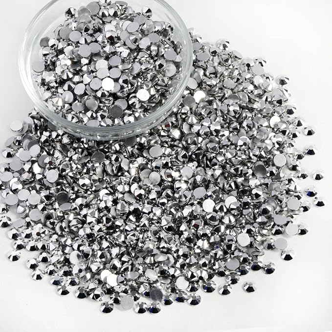 Beadsland Flatback Rhinestones Bulk,14400pcs Silver Rhinestones for Nails Crafts Clothes DIY Decoration, Silver Hematite, SS16, 3.8-4.0mm