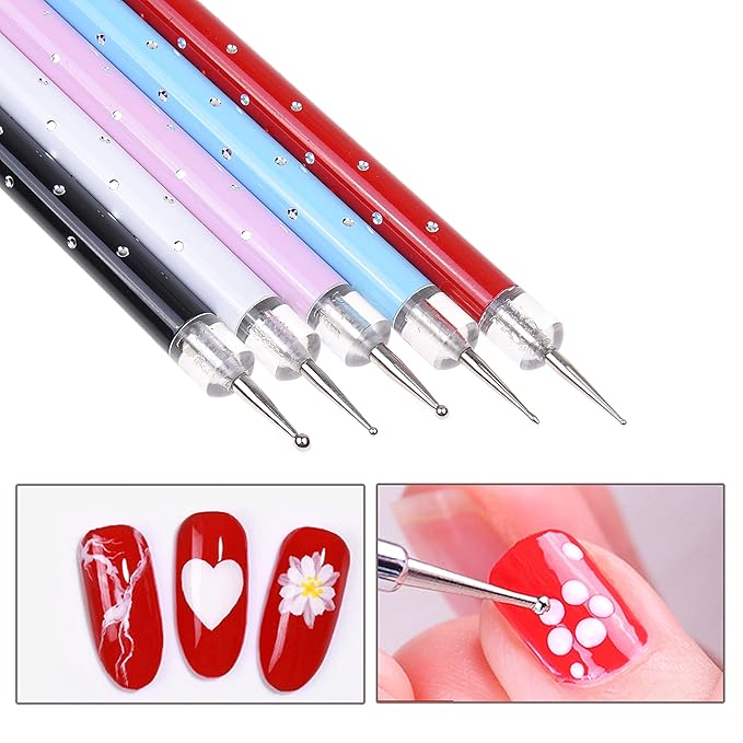 Kare & Kind Nail Art Design Dotting Painting UV Gel Pen Tools - 20x Nail Art Accessories - 15x Nail Art Brushes, 5x Double Ended Sculpting and Dotting Pen - DIY, Home, Salon, Professional Use