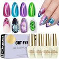 NXJ INFILILA Cat Eye Gel Nail Polish Set 4 Colors 15ML - Pink Purple Blue Green Magnetic Nail Polish, Sparkle Glitter Gel Polish Kit for LED/UV Lamp, Soak Off DIY Home Salon Manicure Gifts