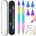 Tatuo 2 Pieces Rhinestone Picker Dotting Pen, Dual-ended Rhinestone Gems Crystals Studs Picker Wax Pencil Pen Crystal Beads Handle Manicure Nail Art DIY Decoration Tool (Colorful)