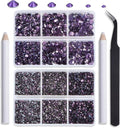 NCB Hotfix Iron on 8000pcs Crystal Rhinestones Round Gem for Crafts Decoration DIY Jewelry Making with a Tweezers and 2 Picking pens (Tanzanite, 6Sizes SS4-SS30)