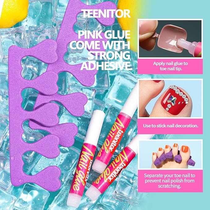 Teenitor Press on Toenails for Women with Glue, 120cps Coffee Toe Nail Press ons Fake Toe Nails Tips, Toe Press on Nails Short Square Toenail Press Ons, Acrylic Toe Nail Kit
