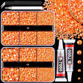 Resin Jelly Rhinestones for Crafting with B7000 Jewelry Glue, 2 Boxes Orange AB Flatback Crystals with 2Pcs 10ml Glue, Bedazzling Non Hotfix Gems for DIY Tumblers Clothing Shoes Manicure