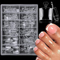 240pc Fake Toenails Half Cover Gel Toe Nail Tips Clear Press on Toenail, Short Square Fake Toes Nails Tips Clear Gel Toenails Extrension False Toe Nail Feet Artificial Toenail Tip