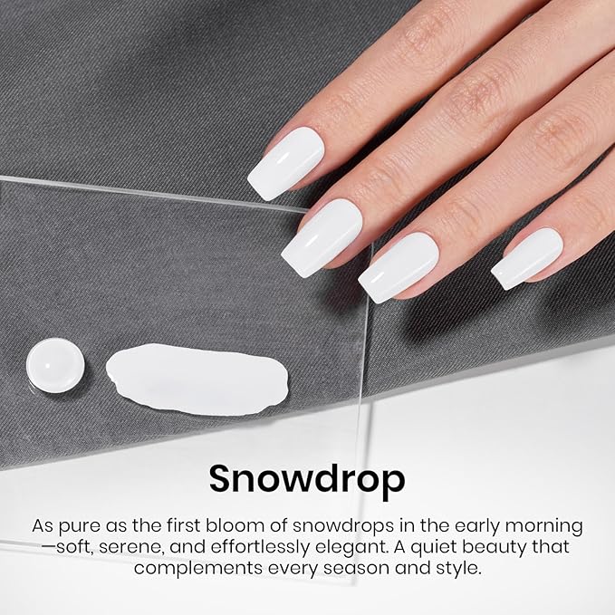 Beetles White Gel Nail Polish - 15ml French UV Nail Polish Soak Off Nail Art Manicure Salon DIY Design Home Snowdrop Gift for Woman Colorful Bottle Gel
