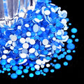 Flatback Glass Rhinestones,Bedazzler Gems Non Hotfix Crystal Rhinestones for Crafts Nail Charms Clothes Tumblers,Blue Neon,Mixed Size,35g