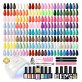 Phoenixy 71 Pcs Gel Nail Polish Kit with U V Light, 55 Colors Gel Nail Kit 5pcs Base Top Coat Pink Blue Glitter Burgundy DIY Manicure Starter Set for Beginners Gift for Women