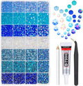 28 Types Colorful Blue Jelly Resin Rhinestones 3mm 4mm 5mm 6mm Flatback Stones Gems Diamonds Crystals for Nails Face Eyes Makeup DIY Crafts Tumblers Bottles Bedazzling Crafting Clothes Shoes