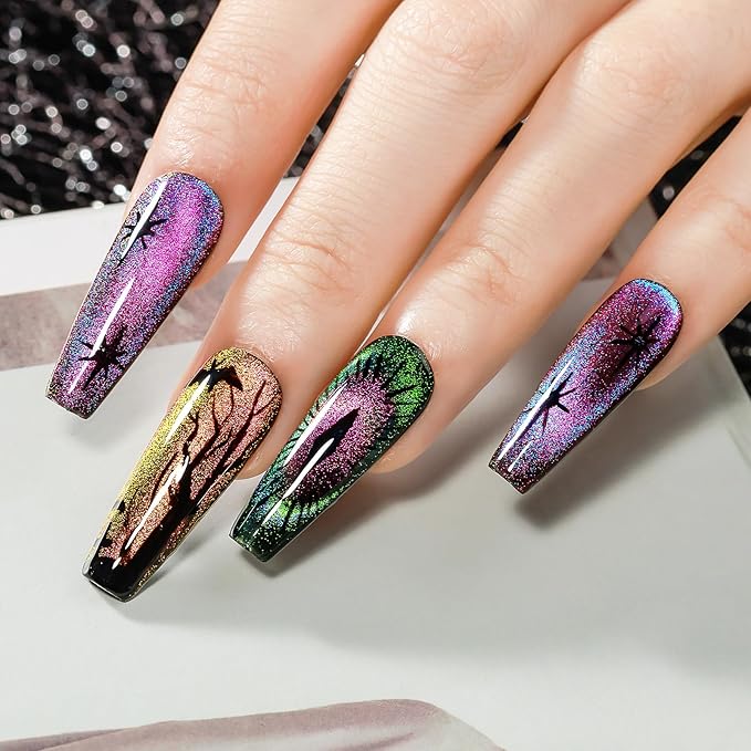 MIZHSE 9D Cat Eye Gel Nail Polish, 8 Colors Magnetic Gel Polish Set with Magnet, Starry Series Galaxy Effect Cateye Soak Off Nail Art Salon Manicure Home Gift for Women