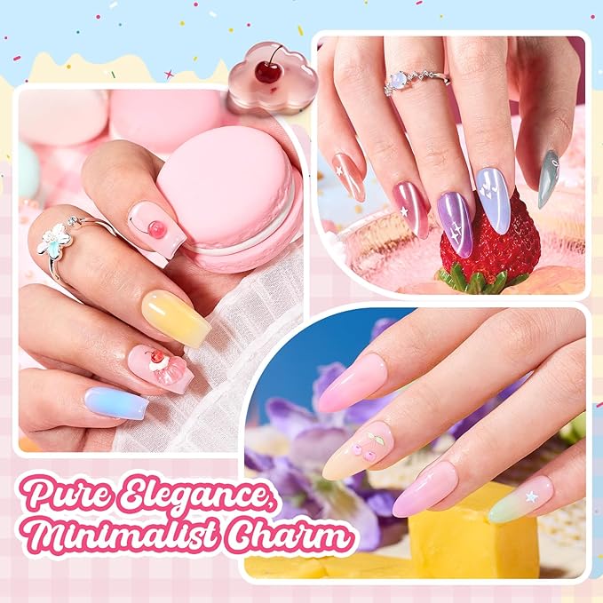 Beetles Spring Pudding Jelly Gel Nail Polish Set - 28PCS 20 Colors Jelly Pink Purple Red Blue Green Glitter Silver Cat Eye Base Glossy Matte Top Coat French Nails Gift Manicure for Women