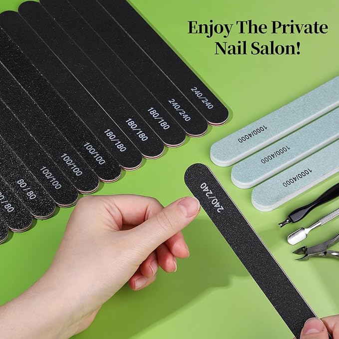 FANDAMEI Nail File Kit, Nail File, 15 PCS Emery Boards For Nails, Fingernail Files, Nail Files For Natural Nails, Nail Filer, Cuticle Trimmer, Cuticle Pusher, Manicure Tools, Nail Care Kit, Nail Tools