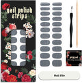 Nail Polish Strips (No UV Lamp Needed) - 22 Pcs Salon Quality Gel Nail Stickers - Long Lasting Wraps (Mystery Black Glitter)