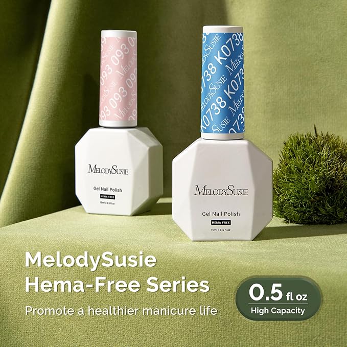 MelodySusie Hema Free Gel Nail Polish, 0.5 Fl Oz Thick Steel Blue Gel Polish, Non-Toxic, Long Lasting, Soak Off UV Nail Polish, Manicure Nail Design Salon DIY Nail Art at Home K0738