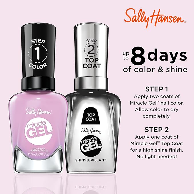 Sally Hansen Miracle Gel Salon Quality Nail Polish | Gel-Like Formula, Two-Step System, No UV Light Needed, Long Lasting | Opaque, Glossy | 534 Orchid-ing Aside | Orchid Pink Nail Color