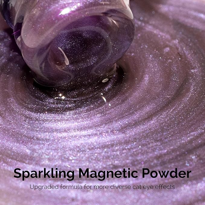 MelodySusie Aurora Cat Eye Gel Nail Polish, 0.5 Fl Oz Blue Purple Glitter Holographic Magnetic Nail Polish with Magnet, UV Nail Polish for Nail Art Manicure Salon DIY at Home G1701