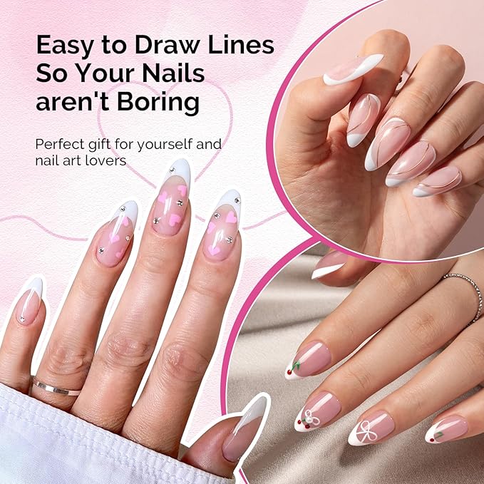 MelodySusie 8ML White Gel Liner Nail Art Polish,for Line and Patterns of Painting,French Nail Tips,DIY Manicure Pedicure for Home DIY Salon Use