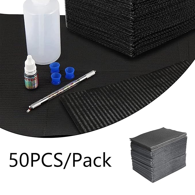 Nail Table Mats Disposable Nail Art Paper Towels,50PCS Black Waterproof 3 Ply Nail Art Paper 13" X 17" Pads for Nail Table Decoration Kit,Nail Art Accessories