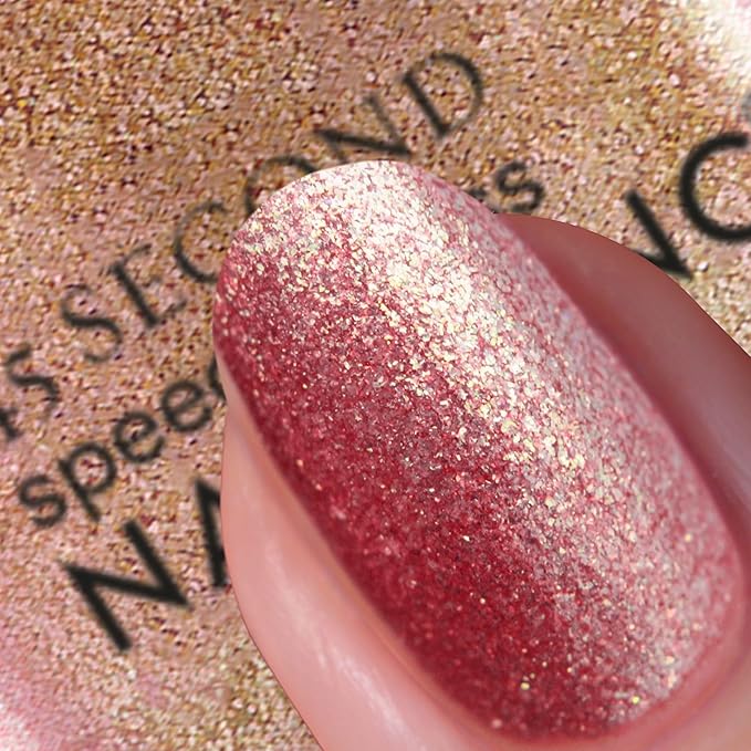 Nails Inc 45 Second Speedy Gloss, Ruby, Pink Shimmer, Metallic, No Chip, Long Lasting, Quick Dry, Air Dry, Professional Manicures & Pedicures, Fingernails & Toenails, Vegan Nail Polish, 0.47 Fl Oz