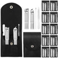 Geosar 12 Sets Manicure Set Bulk Nail Clippers Pedicure Kit Stainless Steel Professional Pedicure Grooming Kits Nail Care Tools with Travel Case for Men Women Hands Foot(Black)