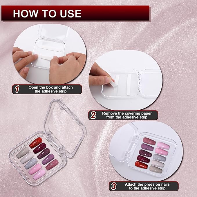 20Pcs Press On Nail Storage Box with 72Pcs Adhesive Double Sided Tape, Press on Nail Packaging Supplies False Nails Display Storage Cases Boxes Organizer for Nail Art Salon Business(Clear)