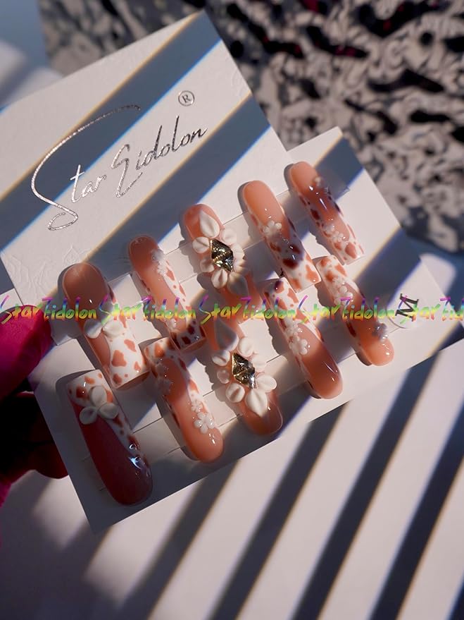 HAND-PAINTED White Press Ons Neon Small Press on Nails Long French Press on Nails Coffin Medium Short Nail art Fake Nail Art Kit with 7g Glue on Nails Handmade Almond Square Nails (TJ-12, X-Small)