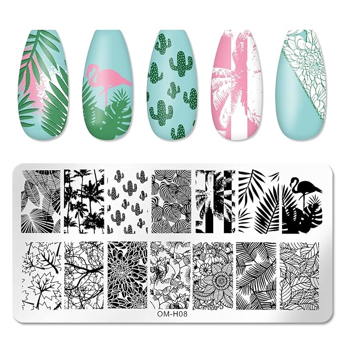 JERCLITY 6pcs Nail Stamping Plate Nature Pattern Bowknot Love Heart Leaf Image Pattern Nail Art Stamping Kit for Nails