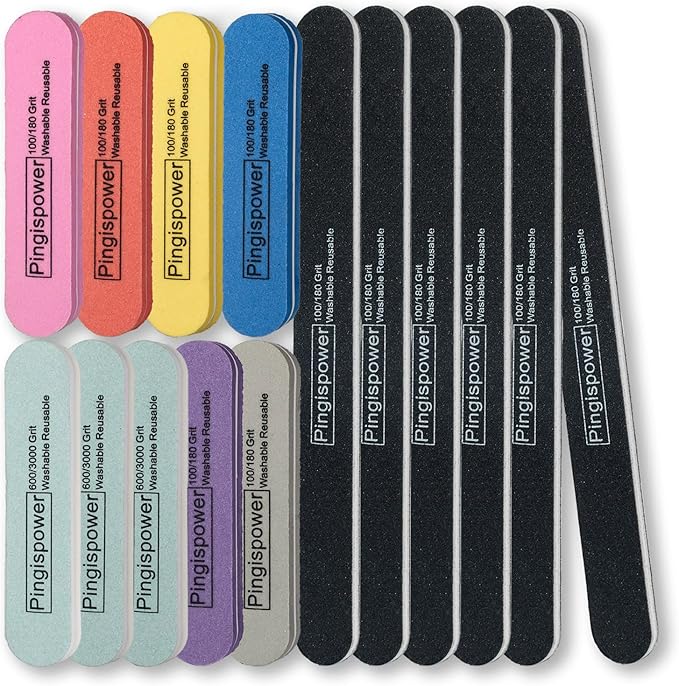 Nail Files and Buffers (15 Pack), Professional Reusable Nail File and Buffer Block for Natural/Acrylic Nails, 100/180 & 600/3000 Grit Double Sided Nail Care Kit for Women Men Home & Salon
