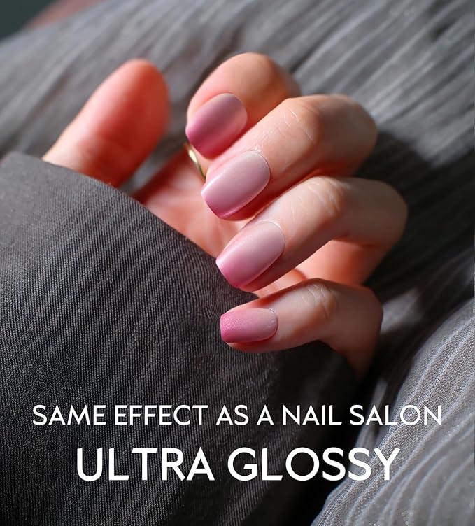 Semi Cured Gel Nail Strips - UV Light Gel Nail Stickers - 20 Long Lasting Salon Quality Wraps (Pink Champagne Bubbles)