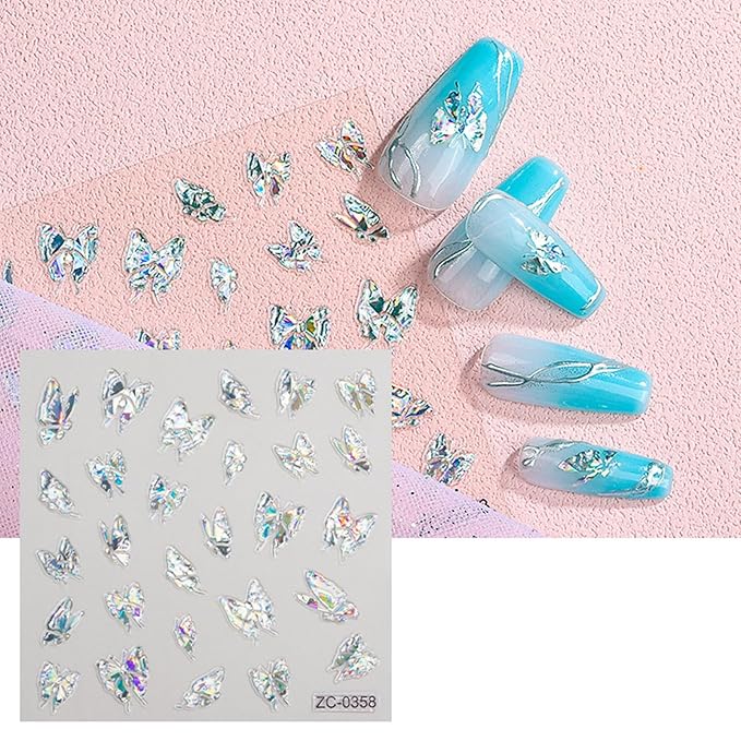 SILPECWEE 6 Sheets 5D Gold Embossed Nail Art Stickers Gem Crystal Irregular Geometric Frames Nail Stickers Designs Hollow Nail Decals Self Adhesive DIY Acrylic Nails Accessories