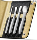 BEZOX 4PCS Pedicure Knife Tools – Professional Ingrown Toenail Removal Kit, Callus Shaver & Corn Scalpel, Foot Peeling Razor Toe Nails Blades (PU Leather Case Included) - Silver
