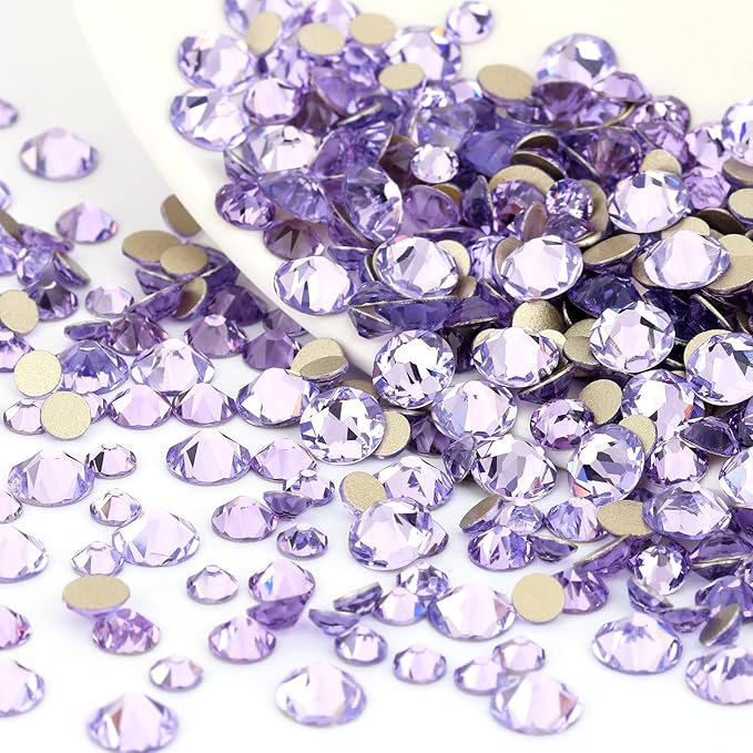 Novani Crystal Amethyst Rhinestones 1440pcs Flat Back Round Rhinestone Style 2088 Sparkly Crystal Gemstones for Nail Art and Crafting SS16,3.8-4.0mm