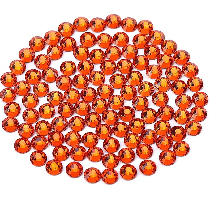 Novani Rhinestones 1440pcs SS8 Glass Rhinestones Crystal Flatback Gemstones for Crafts Nails Makeup Bags and Shoes Decoration（SS8, Orange）