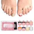 8 MIXED WINTER COLOR French Tip Toe Nail Tips Press on, BABY PINK Sharp Square Medium Wide Fake Toenails, Full Cover Acrylic,Builder Gel & Top Coat,Need Nail Glue,for DIY x 15 Sizes 240 pcs