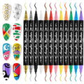 12 Color 3D Nail Art Pens Set, EBANKU Double-Tip Nail Point Graffiti Dotting Pen Drawing Painting Liner for DIY Nail Art Beauty for Christmas