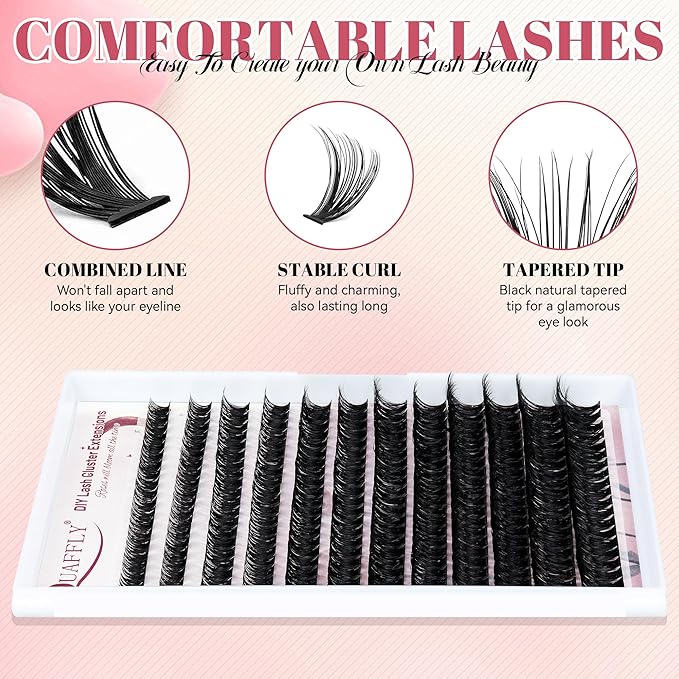 Valentine's Day Eyelash Gift Set 1896Pcs DIY Lash Extension Kit With 8 trays of mixed-style lashes Bond&Seal Remover Tweezer Lash Curler Individual Lash Set for Easy At-Home Use(8-18mm D-Curl)