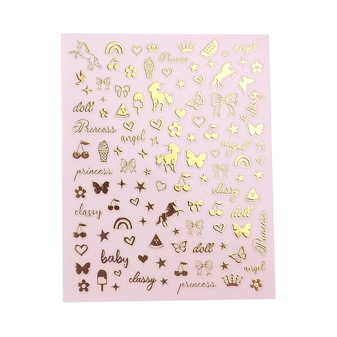 Impressed 5 Sheets Gold Holographic Nail Art Stickers - 500+ Small Customized Nail Decals for Fake Nail Design Decorations – Cute Salon Nails Accessories - Manicure Décor Supplies for Women and Men