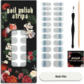 Nail Polish Strips (No UV Lamp Needed) - 22 Pcs Salon Quality Gel Nail Stickers - Long Lasting Wraps (Falling of Tide Blue)