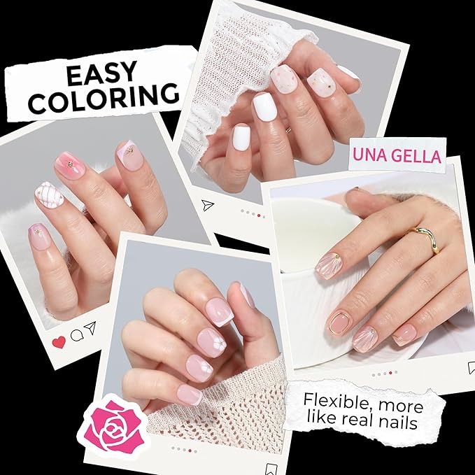 UNA GELLA Extra Short Square Oval Nail Tips 216pcs Pre-shaped Half Matte Square Round Gel Nail Tips Full Cover Squoval Clear Acrylic Fake Nails for Press on Nail Extensions Home DIY Salon 12 Sizes
